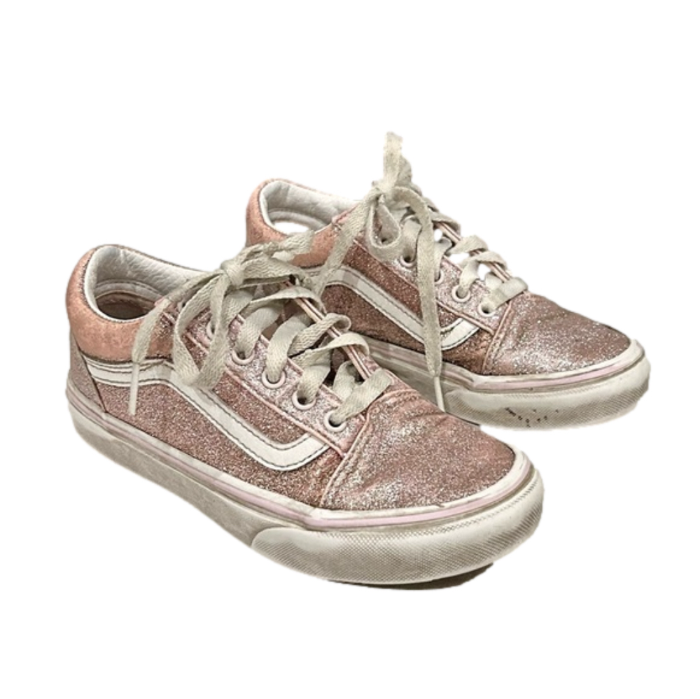Vans Girls Old Skool Pink Glitter Sneakers Size 2 Used